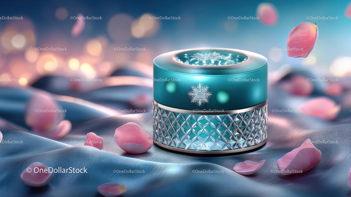 Glass Container with Floating Rose Petals in Tranquil Setting
