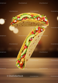 Delicious chicken tacos with fresh avocado and vegetables