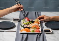 Assorted Fresh Sushi Platter with Salmon, Tuna, and Vegetables