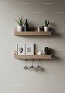 Minimalist Living Room Decor with Wall Shelves and Houseplants