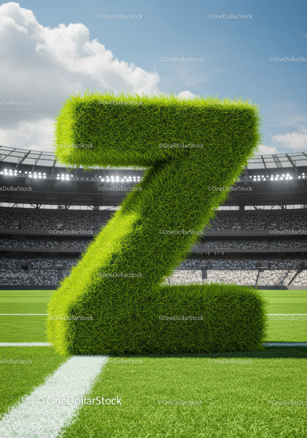 Green Grass Number Seven on Soccer Field