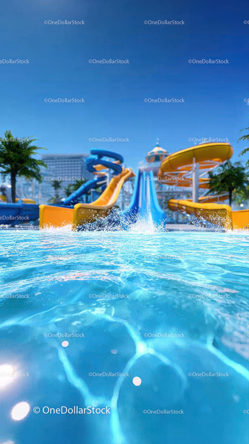 Colorful Water Slides at a Modern Water Park