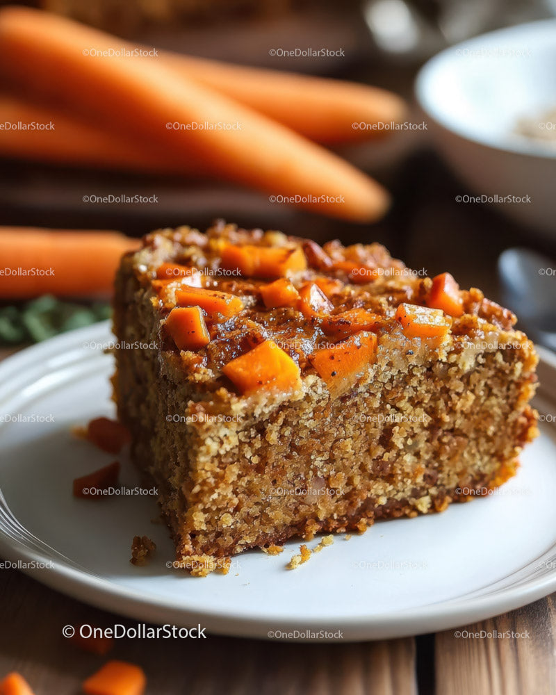 Delicious Carrot Cake Slice with Creamy Glaze and Spiced Flavor