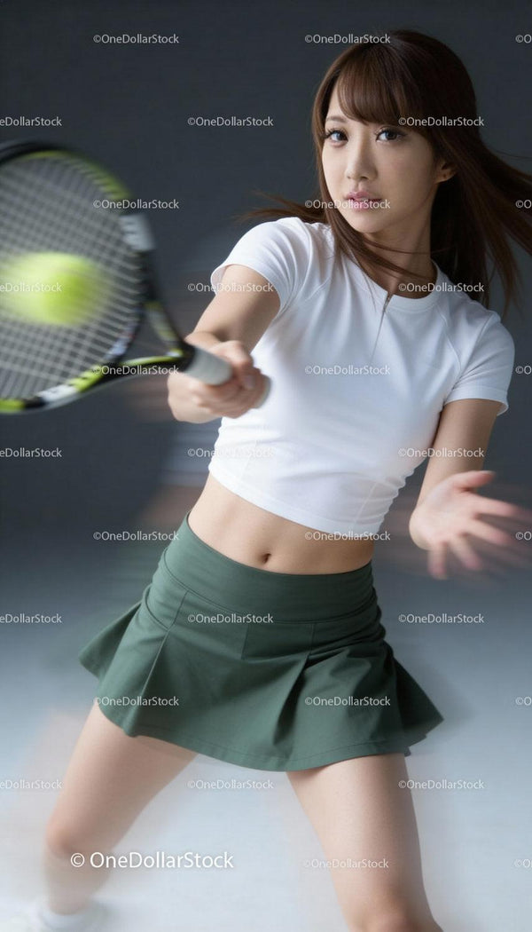 Focused tennis player hitting a forehand stroke