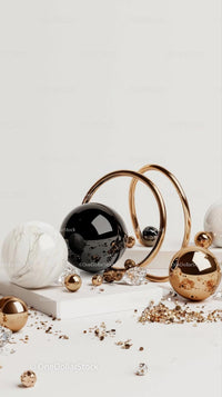 Elegant Metallic Spheres and Rose Gold Decor Items for Stylish Interior