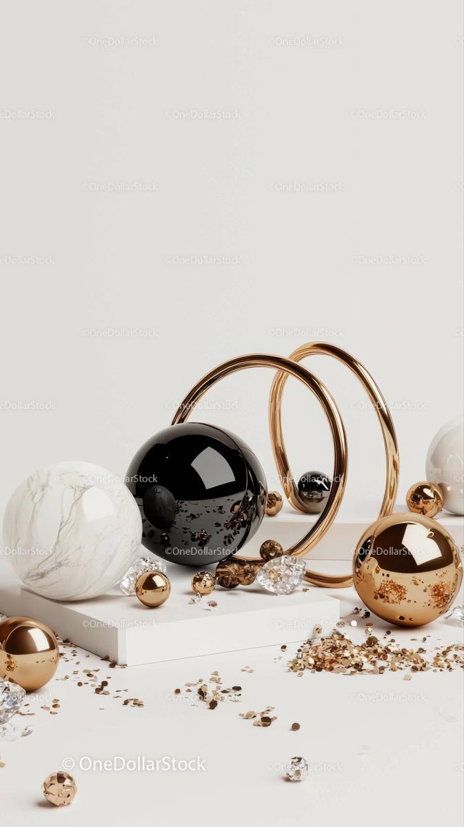 Elegant Metallic Spheres and Rose Gold Decor Items for Stylish Interior