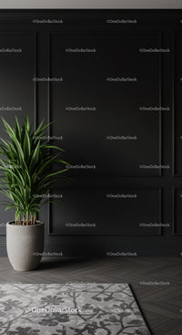 Elegant Indoor Plant Next to Black Wall Panels for Modern Interior