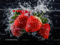 Fresh Ripe Strawberries Splashing in Water Creating Fresh Summer Vibe