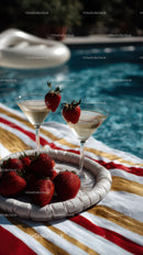 Strawberries and Cocktails by the Poolside for Summer Refreshment