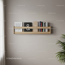 Minimalist Wooden Wall Shelf with Books in Contemporary Home Interior