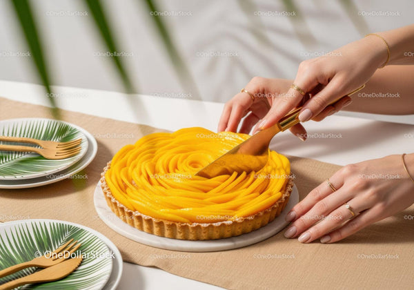 Elegant Mango Fruit Tart with Golden Crust for Special Occasions