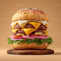 Juicy Double Cheeseburger with Fresh Vegetables and Melted Cheese