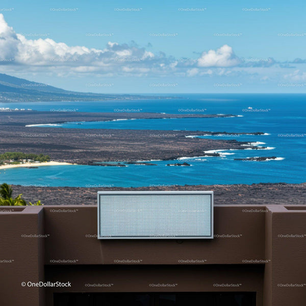 Tropical coastline with volcanic rocks and ocean view JPG Mockup Image