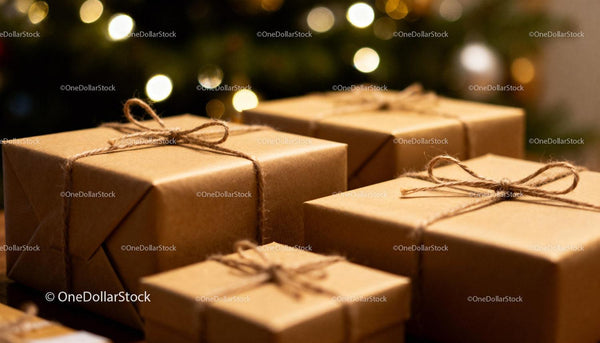 Neatly Wrapped Rustic Christmas Gifts with Twine Bows