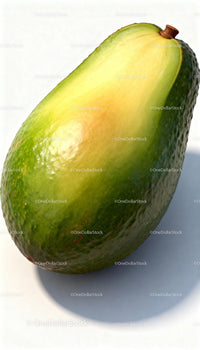 Fresh ripe avocado with smooth green skin closeup