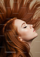 Profile of Woman with Long Flowing Red Hair