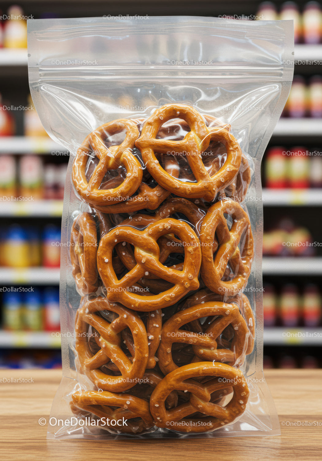 Salted Pretzels Packed in Clear Resealable Bag