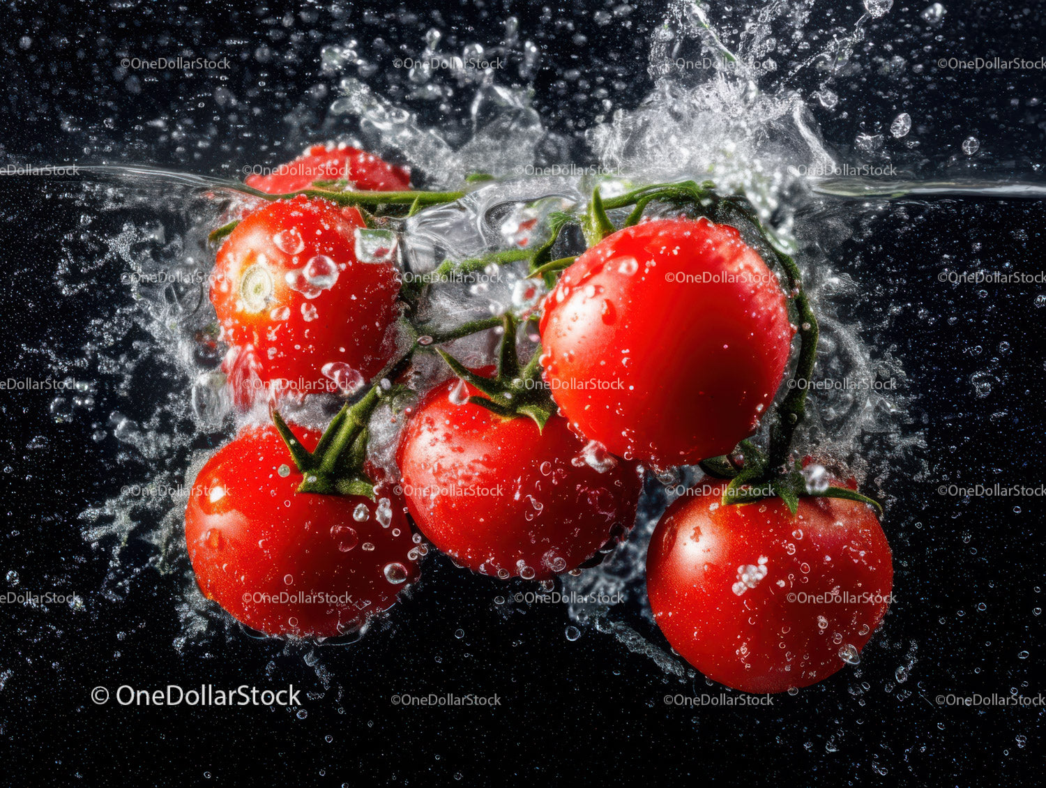 Cherry Tomatoes Water Splash OneDollarStock