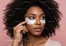 Beautiful woman with facial masks enjoying skincare routine