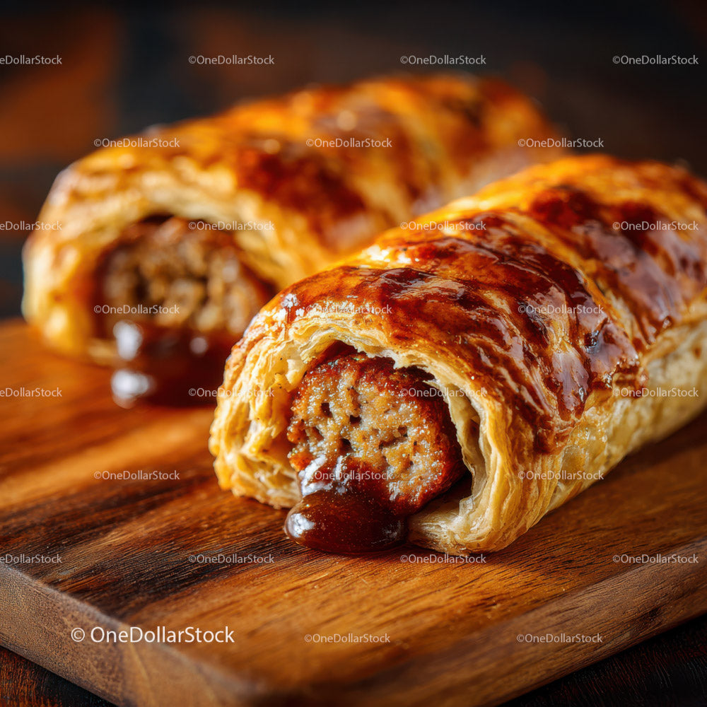 Savory Sausage Roll with Golden Flaky Pastry and Juicy Filling