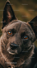 Close Up of Alert Dog with Expressive Amber Eyes
