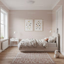 Elegant Bedroom with Pink Walls and Butterflies Wall Art