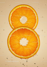 Fresh Orange Slices with Juicy Water Drops