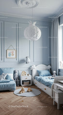 Children's Bedroom with Blue Decor and Playful Toys
