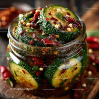 Vibrant Spicy Cucumber Kimchi in Glass Jar with Fresh Vegetables