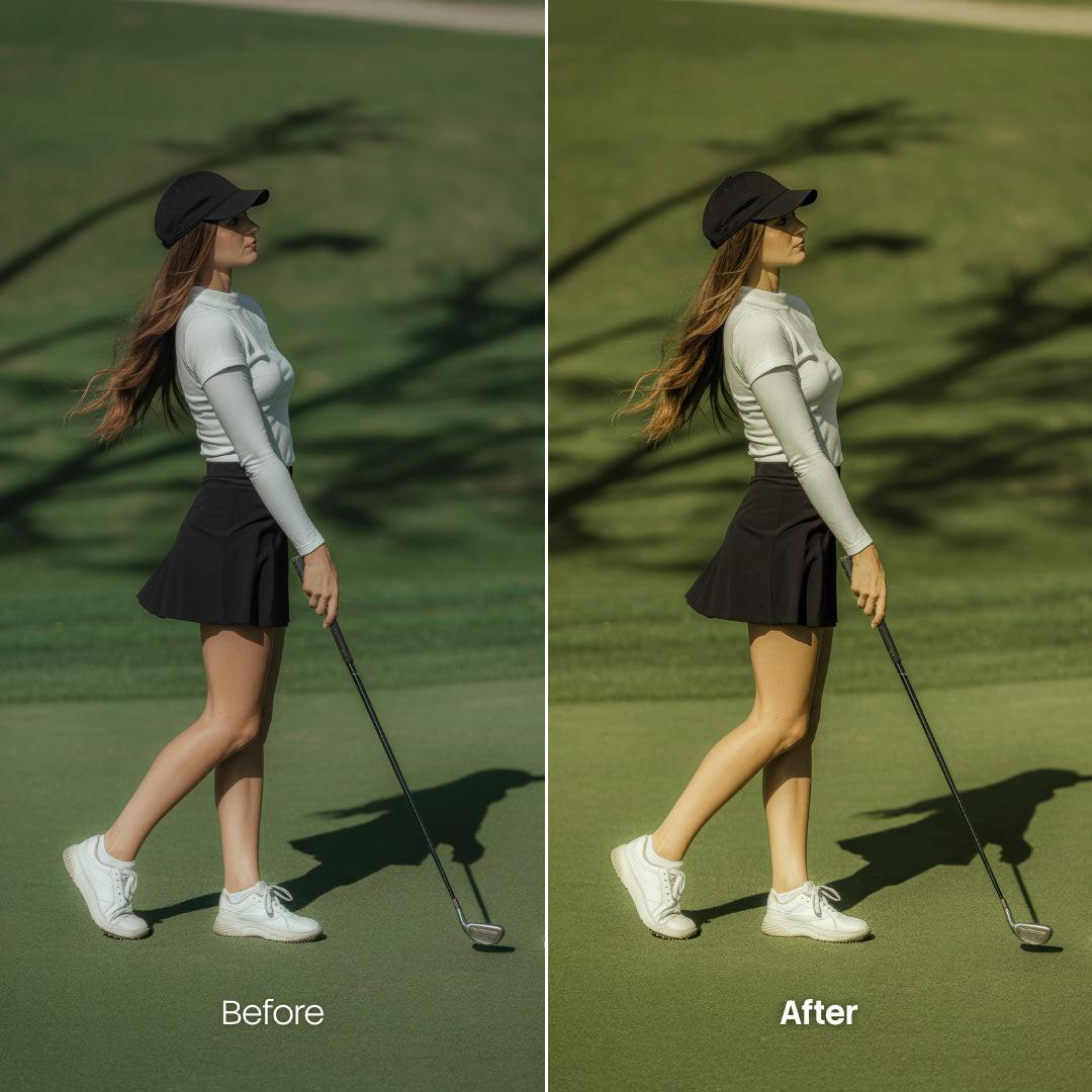 Before and after Golf LUT Pack effect
