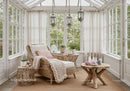 Cozy sunroom with wicker furniture and natural decor