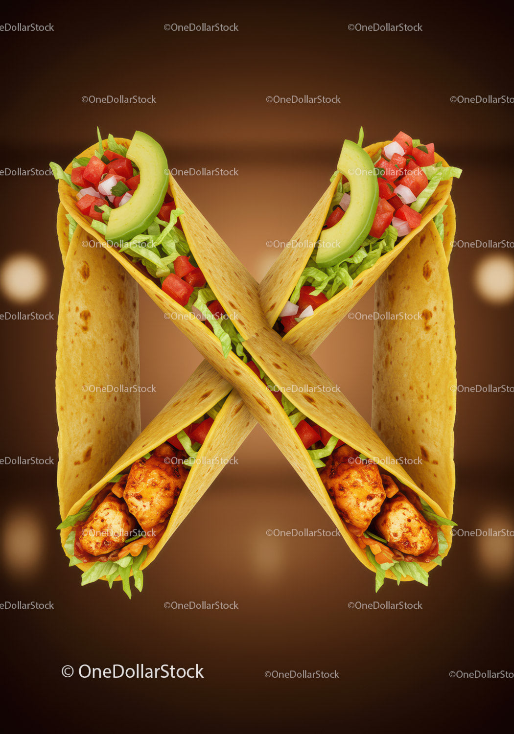 Dwa tacos z kurczakiem, świeżym awokado i salsą