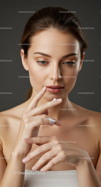 Beautiful Woman Applying Skincare Cream for Healthy Glowing Skin
