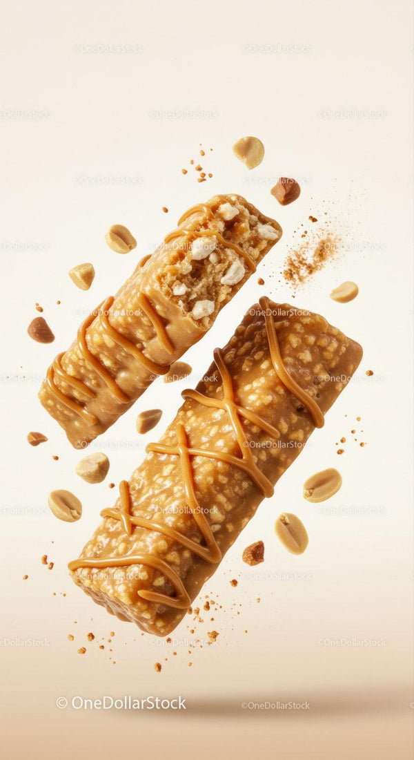 Caramel Drizzled Crunchy Peanut Snack Bars with Nuts