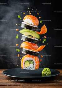 Deconstructed Salmon Sushi Roll with Fresh Ingredients