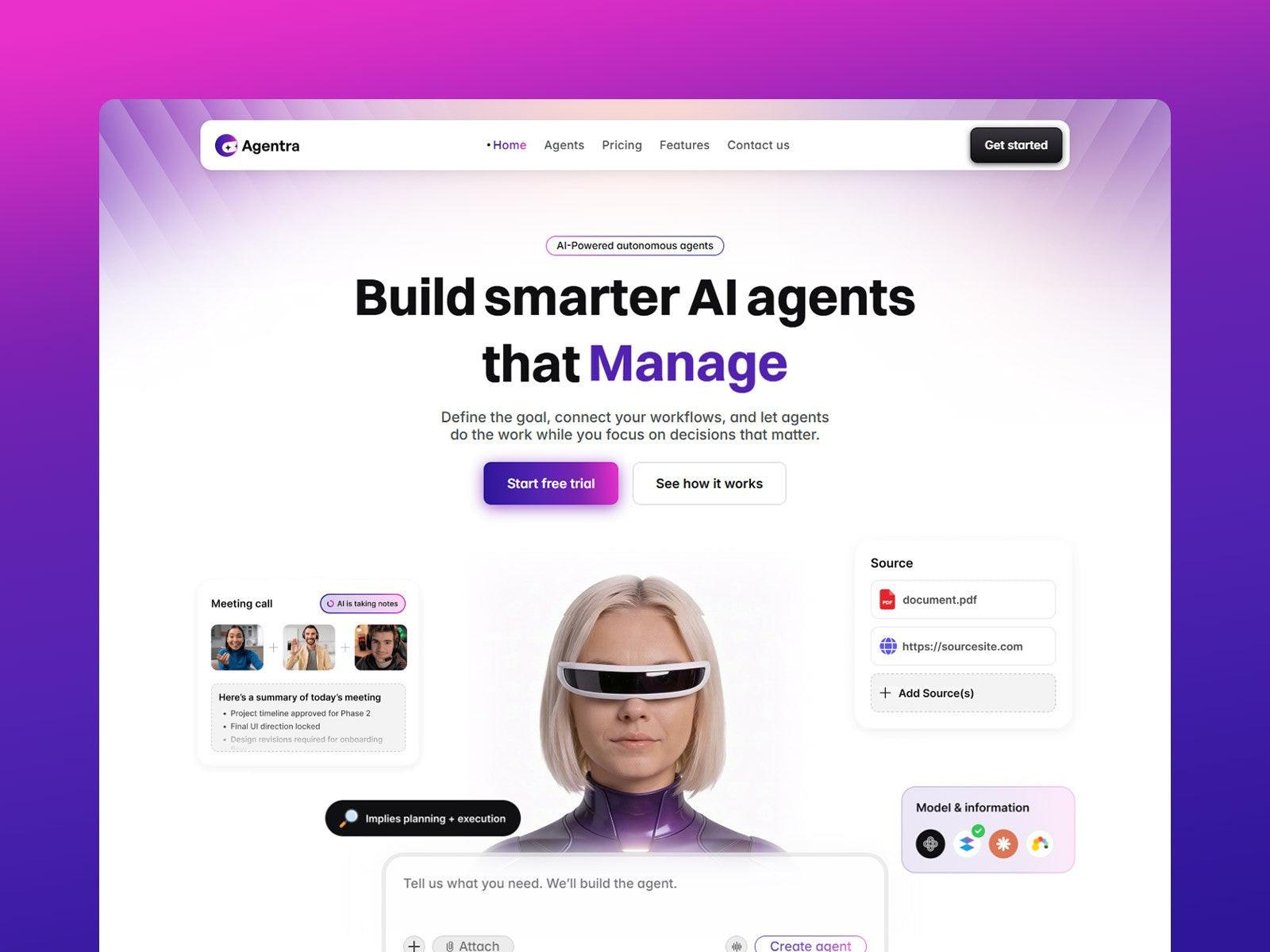 Agentra — AI SaaS Landing Page Framer Template