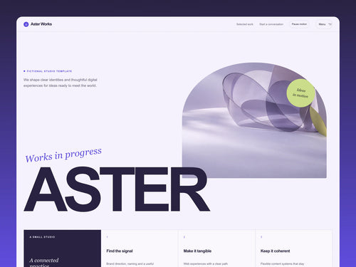 Aster Works – Website Template for AI Agents