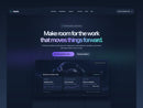 Avenlo workflow landing page with a dark blue dashboard, sample route cards and violet-aqua accents.