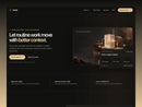 Avenly dark AI workflow landing page preview with warm cream accents and a dashboard sample interface.