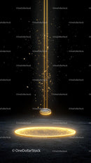 Futuristic Digital Energy Beam Projected from Circular Platform