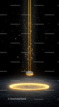 Futuristic Digital Energy Beam Projected from Circular Platform