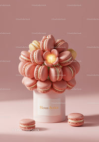 Elegant Macaron Bouquet in Stylish Pink Vase