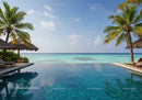 Tropical Paradise with Ocean View and Relaxing Pool Scene