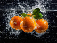 Fresh Oranges Splashing into Water with Vibrant Juicy Colors