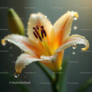 Close-Up of Yellow Lily Flower with Dew Drops and Vibrant Petals
