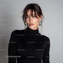 Stylish Woman in Black Turtleneck Portrait with Confident Expression