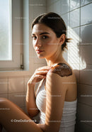Young woman applying coffee scrub for glowing skin