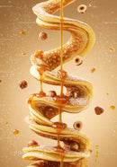 Spiral Pancakes with Honey Drizzle and Hazelnuts