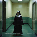 Confident Nurse in Hospital Corridor With Serious Expression