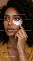Young Woman Applying Under Eye Patches for Skincare Routine